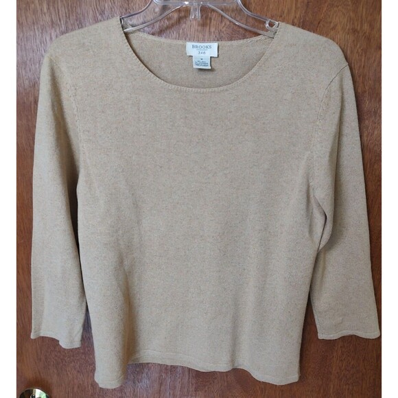 Brooks 346 size M brown silk cashmere blend sweater 3/4 sleeve - Picture 1 of 3